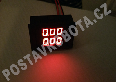 Digitální voltmetr a ampérmetr do panelu červený 1A 100V