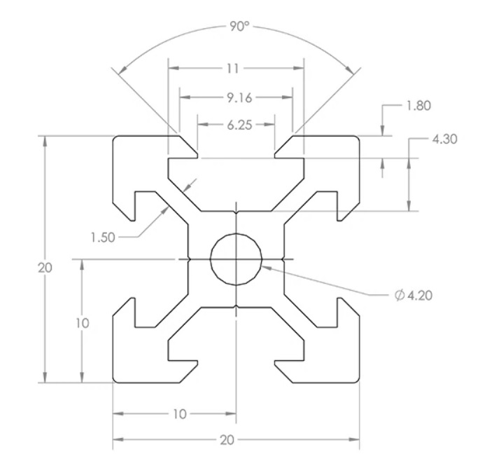 Hliníkový profil konstrukční 20x20 V-Slot 446mm