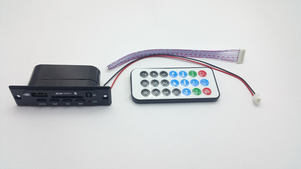 Bluetooth MP3 modul s tlačítky do panelu SD USB se zesilovačem 2x3W + ovladač