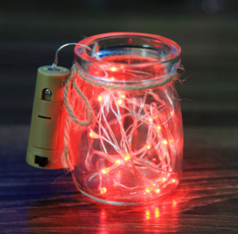 mikro LED světelný řeťez dekorační , červená, špunt