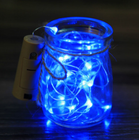 mikro LED světelný řeťez dekorační , modrá, špunt