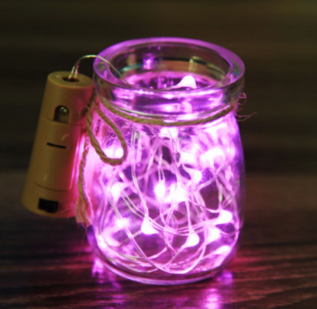 mikro LED světelný řeťez dekorační , růžová, špunt