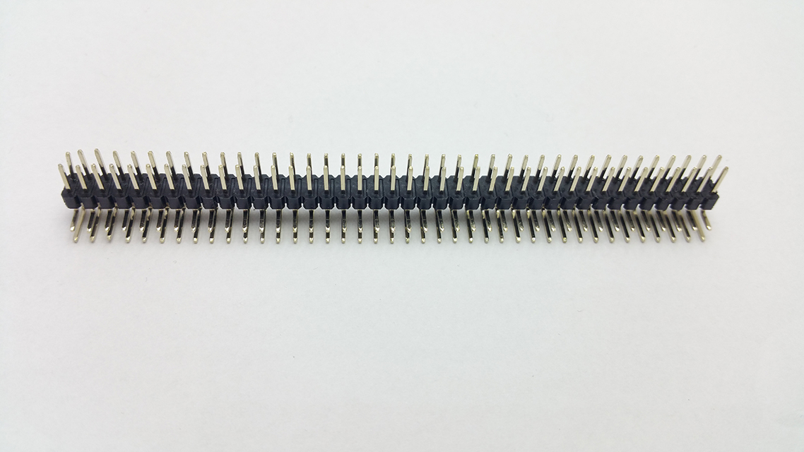 Kolíková lišta 40x2 2.54mm zahnutá dvouřadá