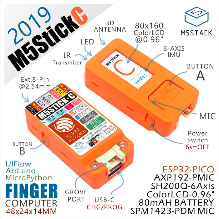 M5StickC WiFi vývojový kit ESP32 s barevným displejem IoT