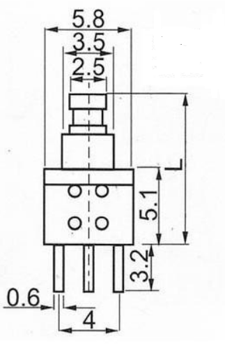 Mini tlačítko 5,8x5,8mm