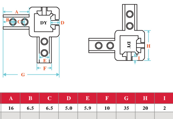 Rohová spojka do drážky pro 3 profily 20mm