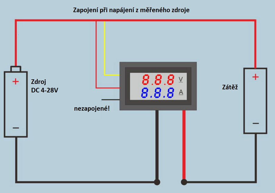 Digitální voltmetr a ampérmetr do panelu červený + modrý 10A 100V