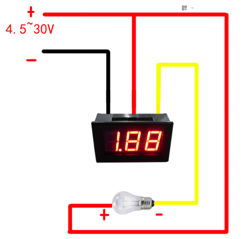 Ampérmetr do panelu 10A červený